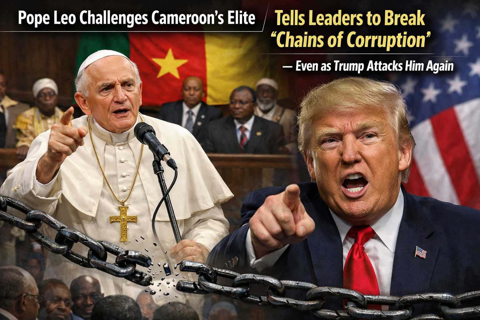 Pope Leo Challenges Cameroon's Elite, Tells Leaders to Break "Chains of Corruption" — Even as Trump Attacks Him Again